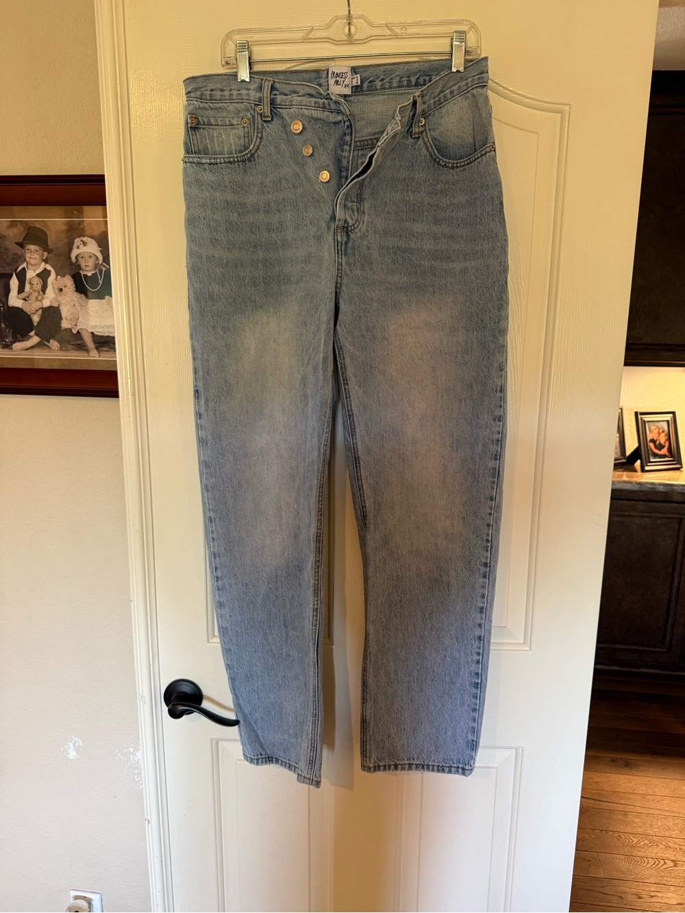 Princess Polly Light Wash Denim Button-Fly Jeans